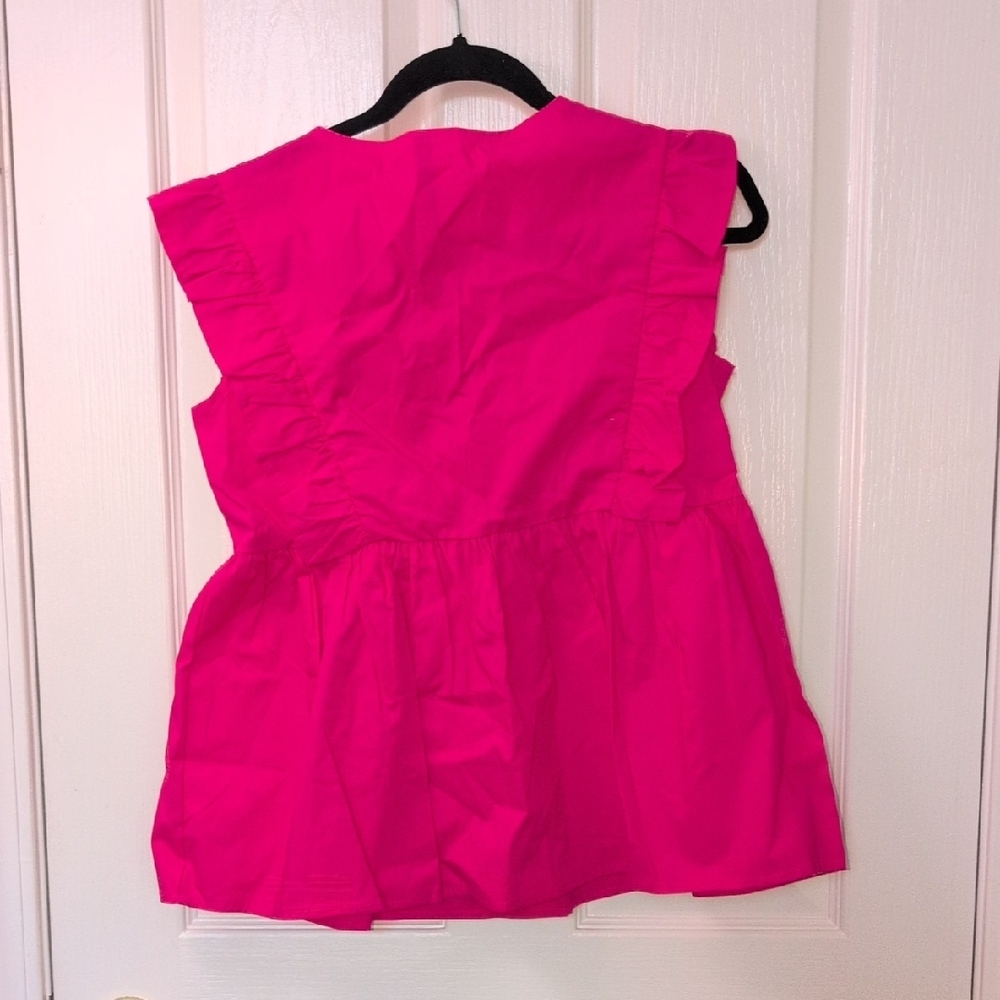 Vibrant Pink Ruffled Blouse - Picture 3 of 3